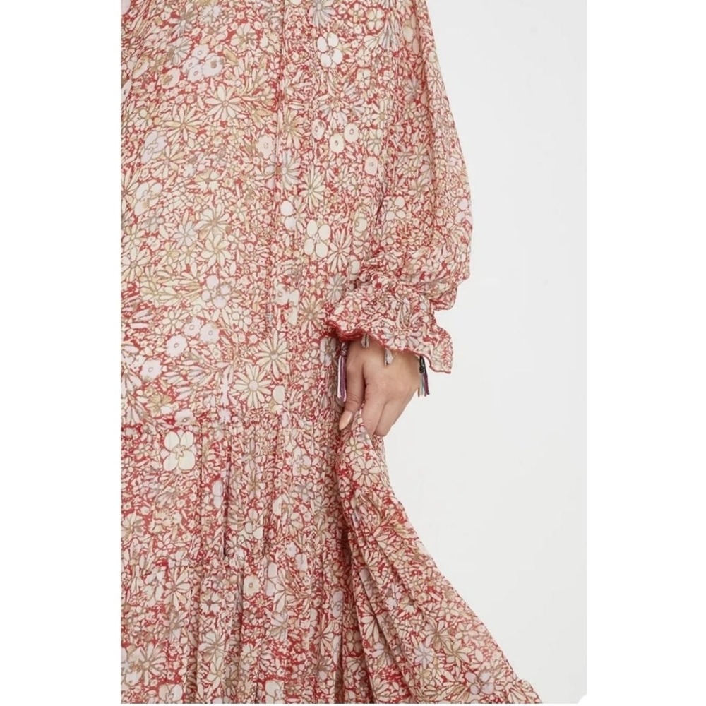 Free People Feeling Maxi Dress Womens Small Floral Boho Ruffle Tiered Oversized - Picture 6 of 15